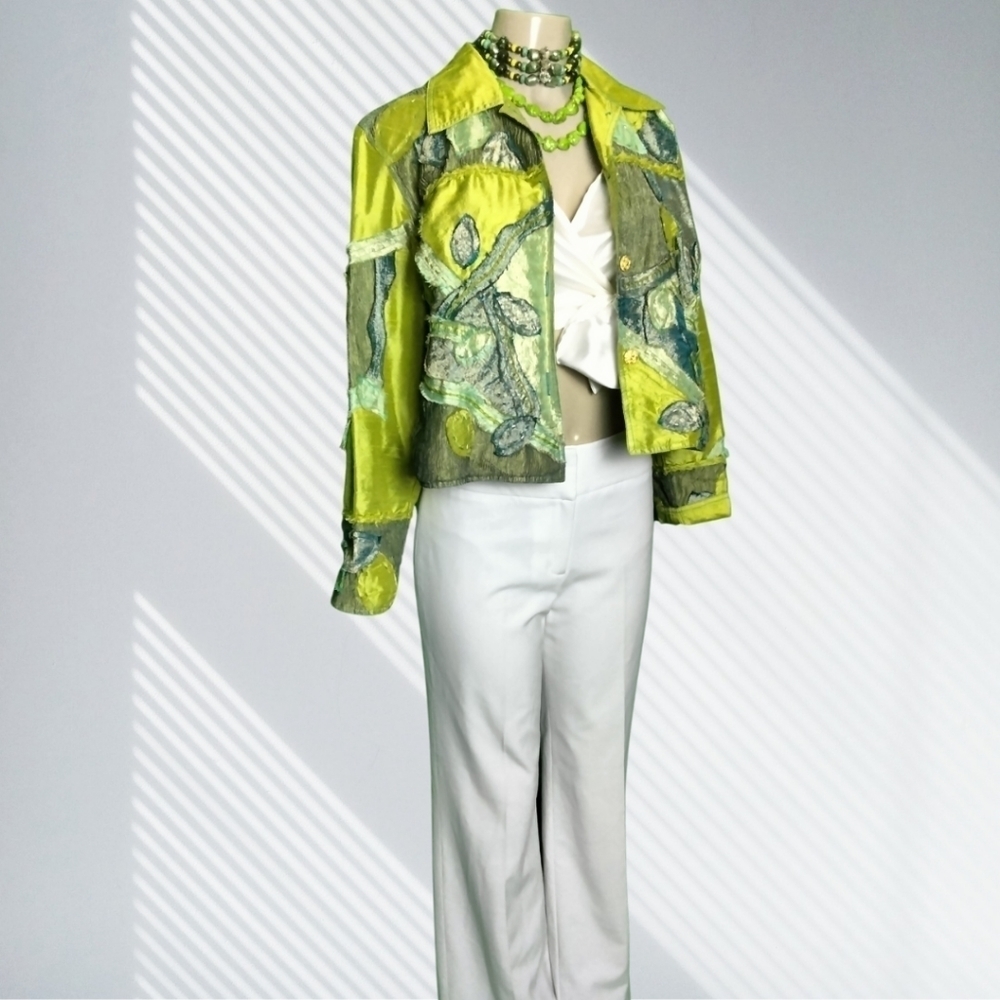 Yak Magick Size Medium Jacket Patchwork 100% Silk… - image 2